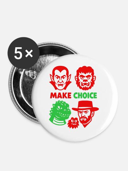 Welches Monster darf es sein? - Buttons groß 56 mm (5er Pack) - Weiß