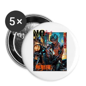 Équipement de moto cyberpunk futuriste - Lot de 5 grands badges (56 mm) - blanc - Devant