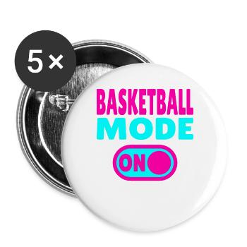Mode basket activé – Pour les joueurs et les vrais fans - Lot de 5 grands badges (56 mm) - blanc - Devant