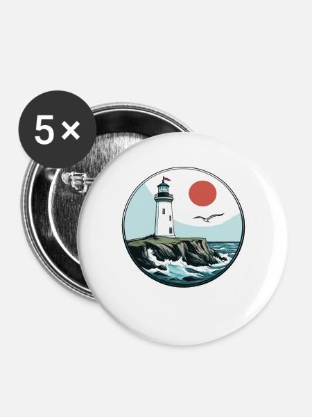 Leuchtturm - Buttons groß 56 mm (5er Pack) - Weiß