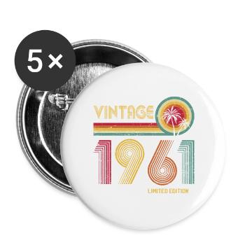 Vintage 70er Jahre Mehrfarbiges Retro-Design - Buttons groß 56 mm (5er Pack) - Weiß - Vorne