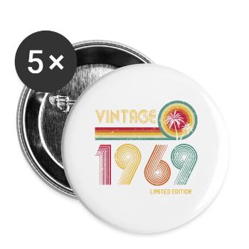 Vintage 1970s Retro Wave Design - Buttons large 2.2''/56 mm (5-pack) - white - Front