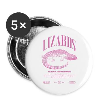 Blue Tongue Skink Reptile Keeper Streetwear - Buttons groß 56 mm (5er Pack) - Weiß - Vorne