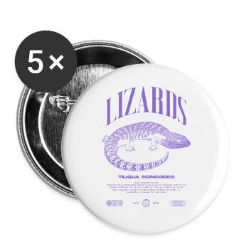 Blue Tongue Skink Reptile Keeper Streetwear - Buttons groß 56 mm (5er Pack) - Weiß - Vorne