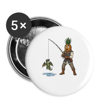Pineapple Medieval Dragon - Buttons large 2.2''/56 mm (5-pack) - white - Front