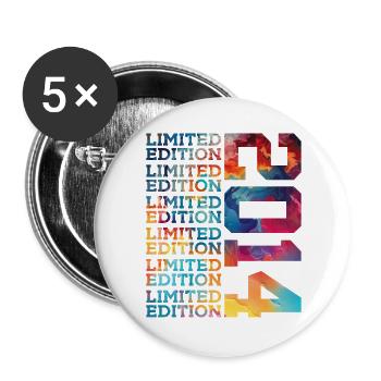 LIMITED EDITION 2014 12 JAHRE 12. GEBURTSTAG - Buttons groß 56 mm (5er Pack) - Weiß - Vorne