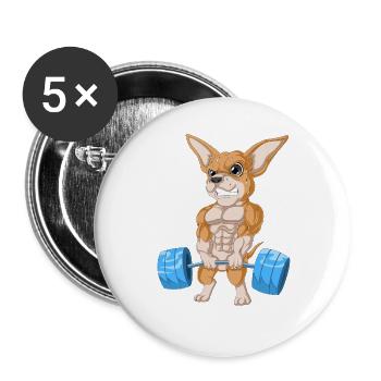 Haltérophilie Chihuahua - Lot de 5 grands badges (56 mm) - blanc - Devant
