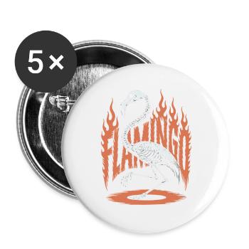 Flamingo Flames Skeleton Halloween - Buttons large 2.2''/56 mm (5-pack) - white - Front