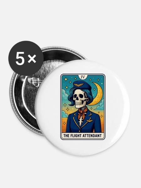 Skull Pilotin Tarot Design - Buttons groß 56 mm (5er Pack) - Weiß