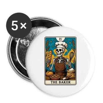 Skeleton Baker Tarot Card - Buttons large 2.2''/56 mm (5-pack) - white - Front