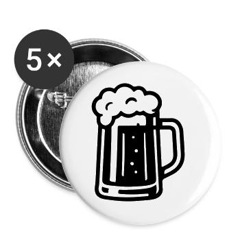 Beer Symbol Beer Mug - Buttons large 2.2''/56 mm (5-pack) - white - Front