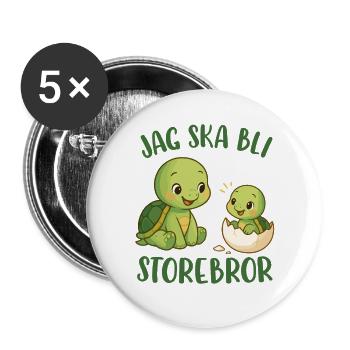 Großer Bruder, ich werde ein großer Bruder - Schildkröte - Buttons groß 56 mm (5er Pack) - Weiß - Vorne