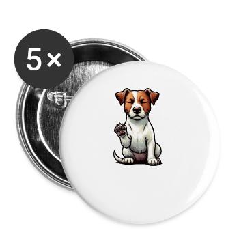 Talk to the Paw Jack Russel terrier Jack russel - Buttons groß 56 mm (5er Pack) - Weiß - Vorne