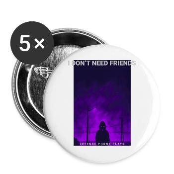 I Dont Need Friends Dark Hoodie Phonk Lofi - Buttons large 2.2''/56 mm (5-pack) - white - Front