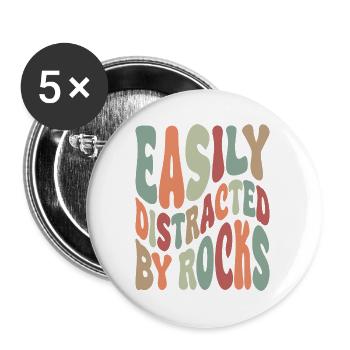 Facilement distrait par les rochers - Lot de 5 grands badges (56 mm) - blanc - Devant