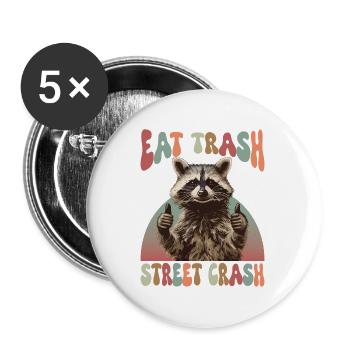 Waschbär Eat Trash Street Crash Meme - Buttons groß 56 mm (5er Pack) - Weiß - Vorne