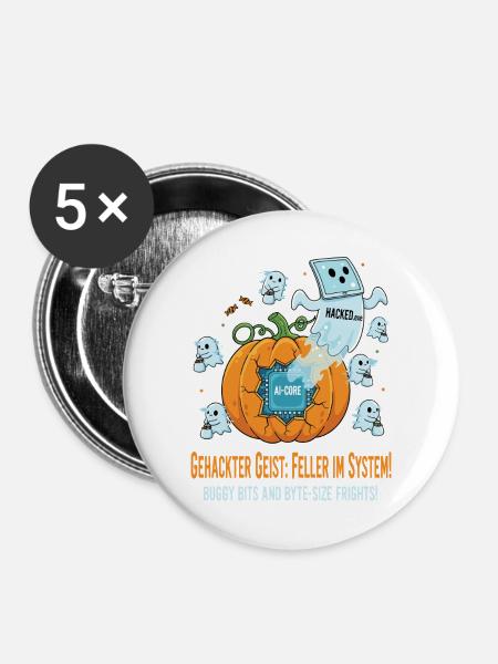 Gehackter Geist: Feller im System ! - Buttons groß 56 mm (5er Pack) - Weiß