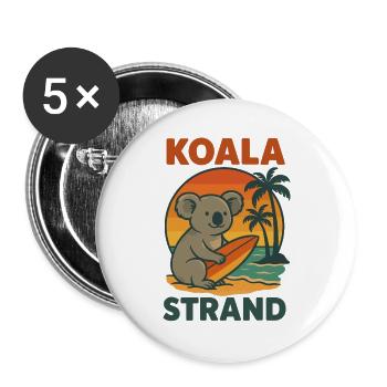 Koala Surfing Sunday Holiday Beach Holiday Retro - Buttons large 2.2''/56 mm (5-pack) - white - Front
