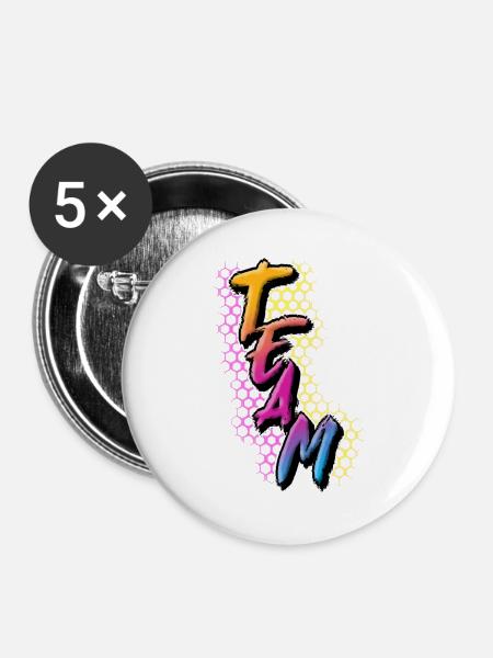Team - Buttons groß 56 mm (5er Pack) - Weiß