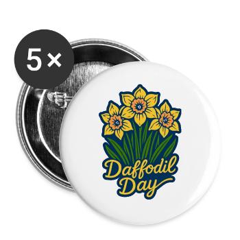 Daffodil Day - Cancer Awareness Tag - Buttons large 2.2''/56 mm (5-pack) - white - Front