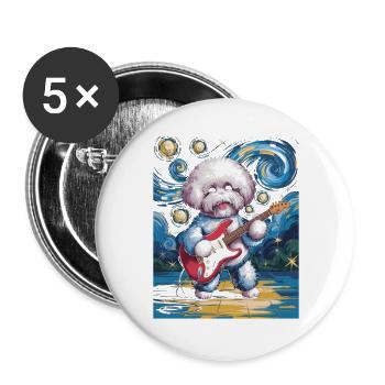 Bichon frisé de la nuit étoilée - Lot de 5 grands badges (56 mm) - blanc - Devant