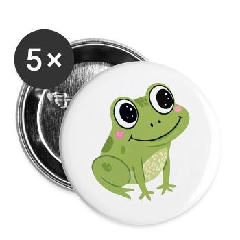 Pastel Cute Green Frog - Buttons large 2.2''/56 mm (5-pack) - white - Front