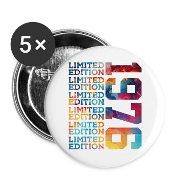 LIMITED EDITION 1976 50 JAHRE 50. GEBURTSTAG - Buttons groß 56 mm (5er Pack) - Weiß - Vorne