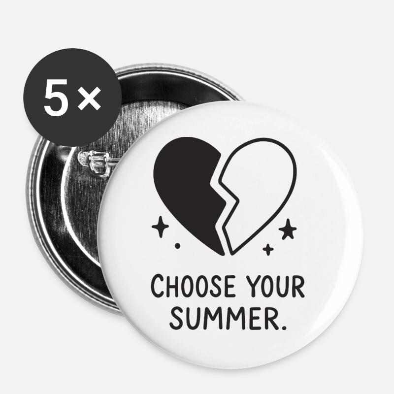 Choose Your Summer – Broken Heart - Buttons groß 56 mm (5er Pack) - Weiß