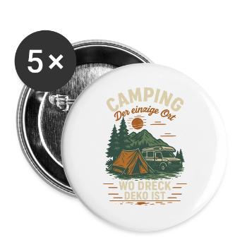 Camping The Only Place Where Dirt Decoration Is Camper - Buttons large 2.2''/56 mm (5-pack) - white - Front