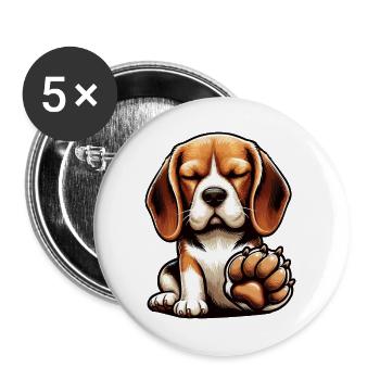 Beagle Propriétaire de Beagle Propriétaire de Beagle chien beagle - Lot de 5 grands badges (56 mm) - blanc - Devant