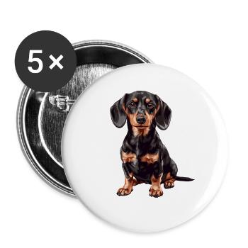 Charming dachshund portrait on fabric - Buttons large 2.2''/56 mm (5-pack) - white - Front