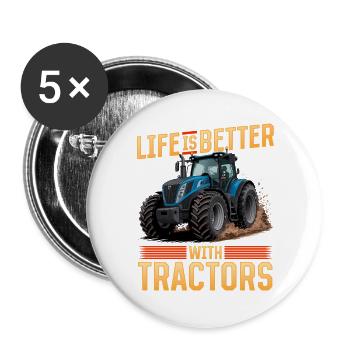 Tractor Kids Farm Lifestyle - Buttons groß 56 mm (5er Pack) - Weiß - Vorne