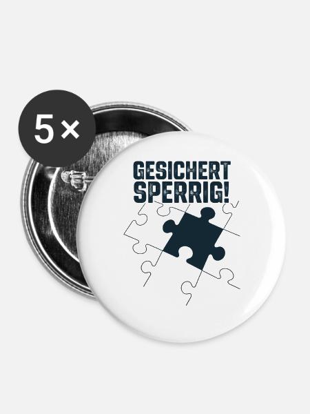 Gesichert Sperrig – Urban Puzzle Statement - Buttons groß 56 mm (5er Pack) - Weiß