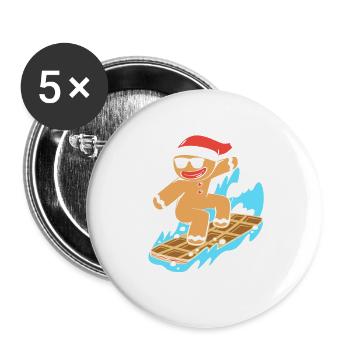 Bonhomme en pain d'épices Pain d'épices de Noël - Lot de 5 grands badges (56 mm) - blanc - Devant