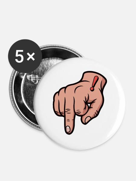 Fette rote Ausrufezeichen-Handillustration - Buttons groß 56 mm (5er Pack) - Weiß