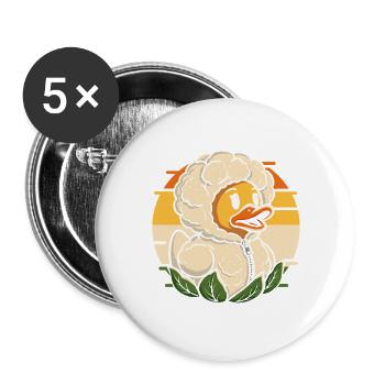 Kuscheliger Entenkopf mit Blumenkohl - Buttons groß 56 mm (5er Pack) - Weiß - Vorne