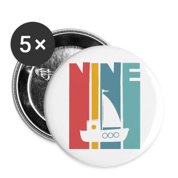 9th Birthday Sailing Ship - Buttons large 2.2''/56 mm (5-pack) - white - Front