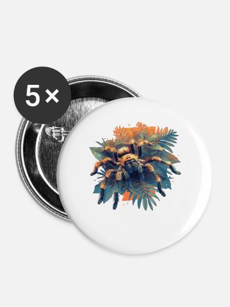 Taranteln Tarantel - Buttons groß 56 mm (5er Pack) - Weiß