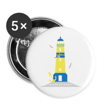 Leuchtturm mit Anker und Möwen - Buttons groß 56 mm (5er Pack) - Weiß - Vorne