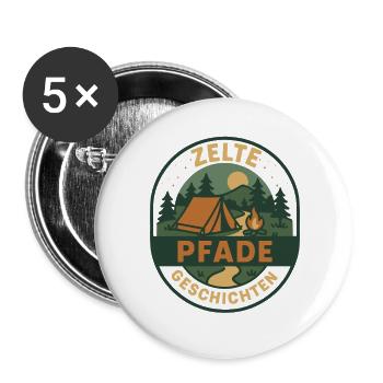 Tents Paths Stories Camping Design - Buttons large 2.2''/56 mm (5-pack) - white - Front