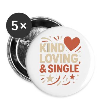 Positive Design for Lonely Hearts - Buttons large 2.2''/56 mm (5-pack) - white - Front