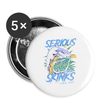 Sérieux au sujet des scinques à langue bleue depuis 1952 - Lot de 5 grands badges (56 mm) - blanc - Devant