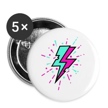 Retro Lightning Bolt Colorful Style - Buttons large 2.2''/56 mm (5-pack) - white - Front