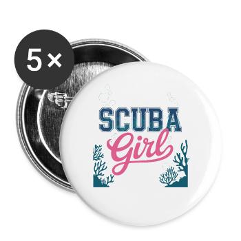 Scuba Girl Diving Design - Buttons large 2.2''/56 mm (5-pack) - white - Front