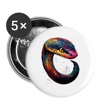 serpent, python, cobra, serpent à sonnettes, serpents - Lot de 5 grands badges (56 mm) - blanc - Devant