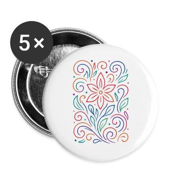 Motifs floraux vibrants pour des vêtements créatifs - Lot de 5 grands badges (56 mm) - blanc - Devant