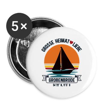Großenbrode Heimat Schleswig Holstein Küste Segler - Buttons groß 56 mm (5er Pack) - Weiß - Vorne