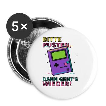 Retro Gaming Spruch mit Handspielgerät Videospiele - Buttons groß 56 mm (5er Pack) - Weiß - Vorne