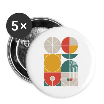 Composition des formes géométriques Bauhaus - Lot de 5 grands badges (56 mm) - blanc - Devant