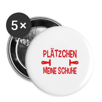 Weihnachtsgeschenk Plätzchen Wichteln Lustig - Buttons groß 56 mm (5er Pack) - Weiß - Vorne
